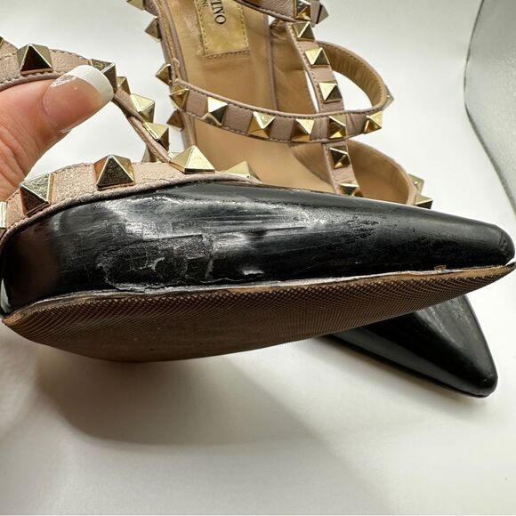 Pre-loved VALENTINO GARAVANI Patent Leather Rockstud Ankle Strap Pumps Size 36 - Picture 8 of 17